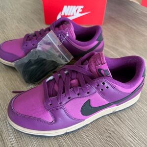 NEW Nike Dunk Low in hot fuschia and black swoosh